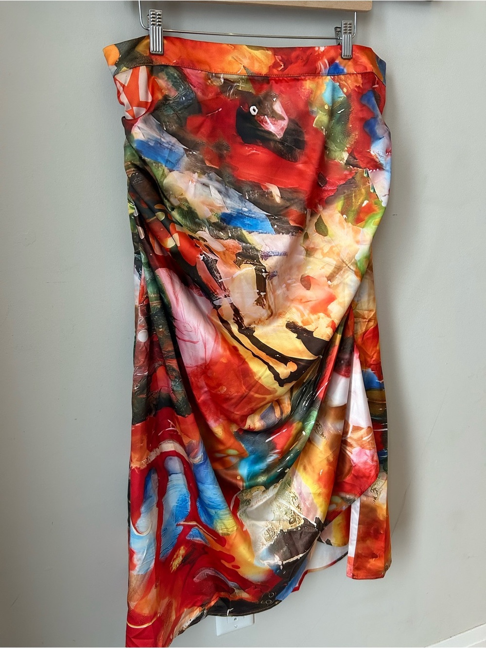 NWT StyleWe Abstract Print Satin Midi Skirt 2XL Plus Size